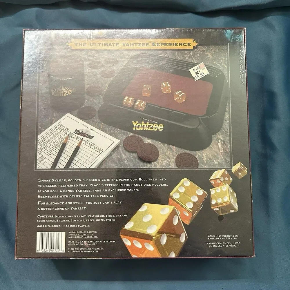 Vtg 1997 Milton Bradley Deluxe Edition Yahtzee Dice Game Factory Sealed New